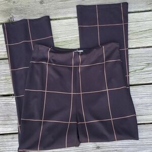 Leith Black Plaid tan no waist pants Small